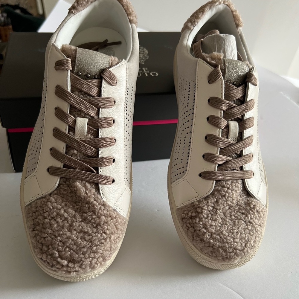 VINCE CAMUTO MYRALYN LEATHER SNEAKERS SCUFFED WHITE SIZE 9.5 NEW IN BOX - Picture 12 of 15